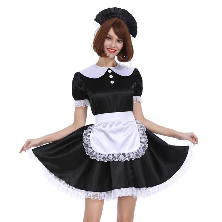 Sissy Maid Orange Puffy A Line Dress Uniform Crossdress # Sissy Maid Orange Puffy A Line Dress Uniform Crossdress #