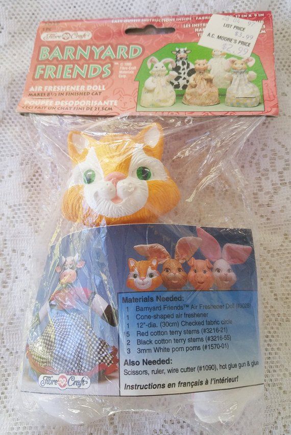 1995 Cat Head Fibrecraft Doll Head Cat Air Freshener 1995 Cat Head Fibrecraft Doll Head Cat Air Freshener