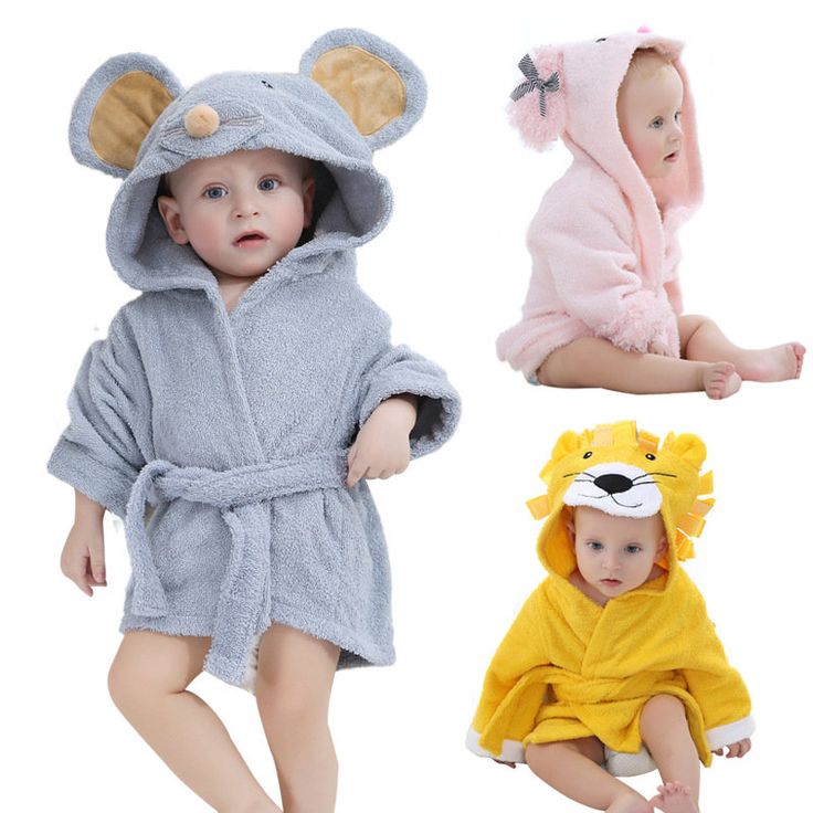 Cute Animal Baby <b>Kids Hooded Bathrobe</b> Bath Towel Cotton Bath ...