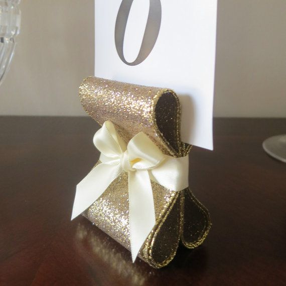 Best 25 Table Number Holders Ideas On Pinterest Wedding Table Number Holders Wedding Decor Ten 10 With Golden Glitter Ivory