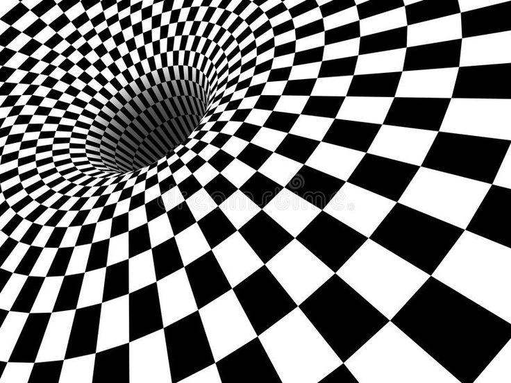 3D Black Hole Vortex. 3D computer generated image of a checkered black