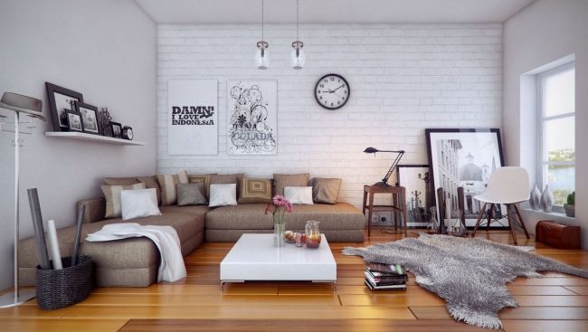 Gemütliches Wohnzimmer-Möbel Kuhfell-Teppich Arcasso Pendelleuchte - kuhfell wohnzimmer modern Gemütliches Wohnzimmer-Möbel Kuhfell-Teppich Arcasso Pendelleuchte - kuhfell wohnzimmer modern