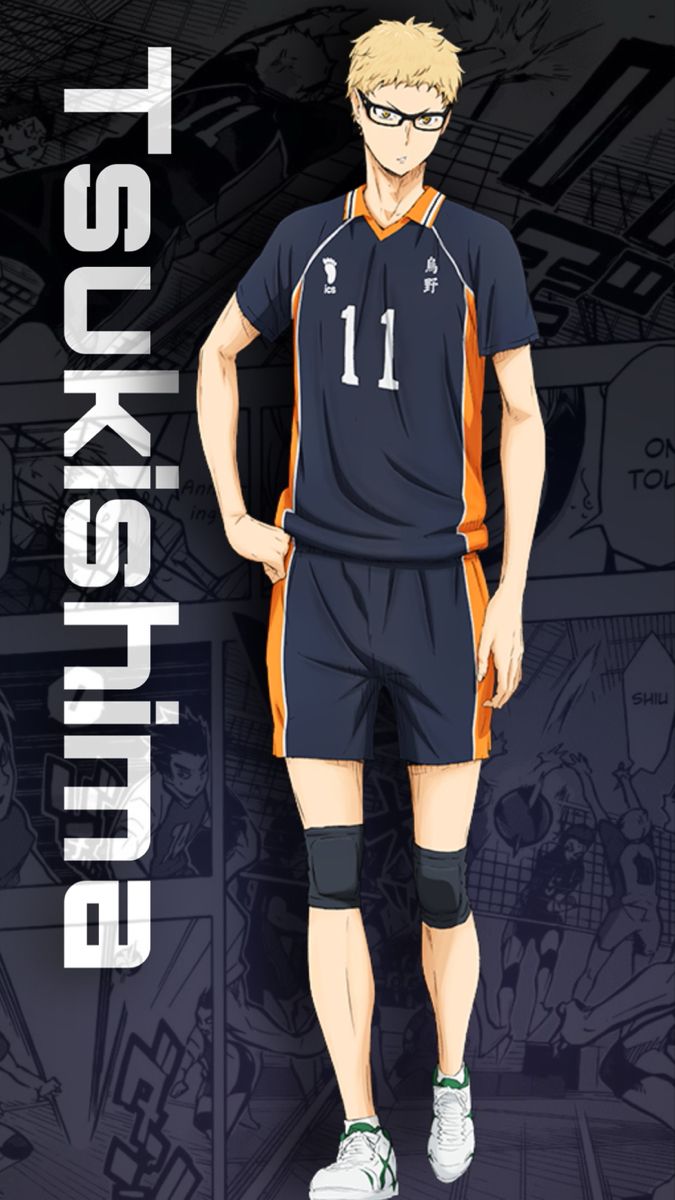 an anime character with glasses and knee braces standing in front of a