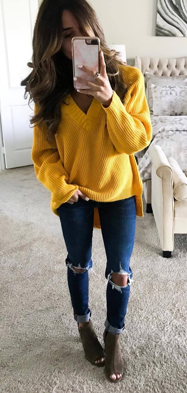 marvelous yellow sweater outfits pinterest
12