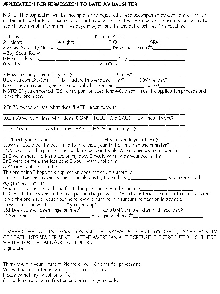 Dads Dating Daughters Applications For Jobs Dads Dating Daughters Applications For Jobs