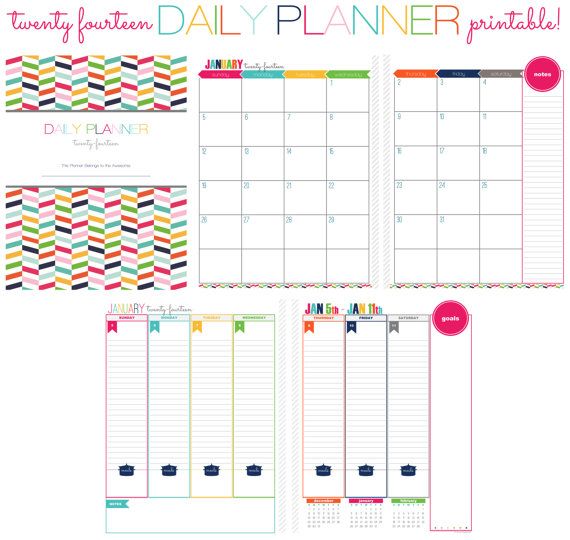 2014 Daily Planner Pdf Printable Pages INSTANT DOWNLOAD | Etsy