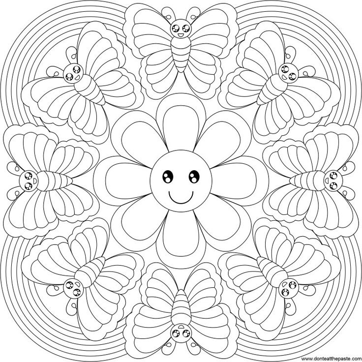dont eat the paste butterfly rainbow mandala to color