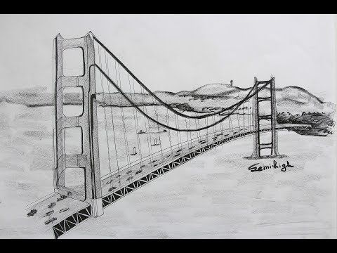 How To Draw Golden Gate Bridge Step By Step - YouTube | Golden ...
