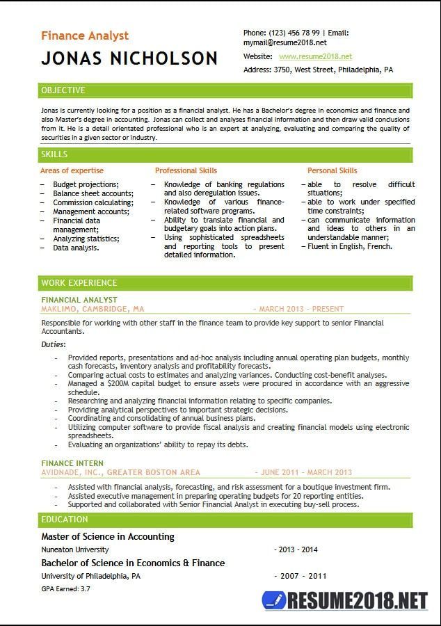 resume examples 2018 finance examples finance resume examples of financial information
