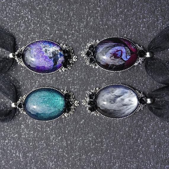 4 Blumen-Glas-Cabochons 20mm