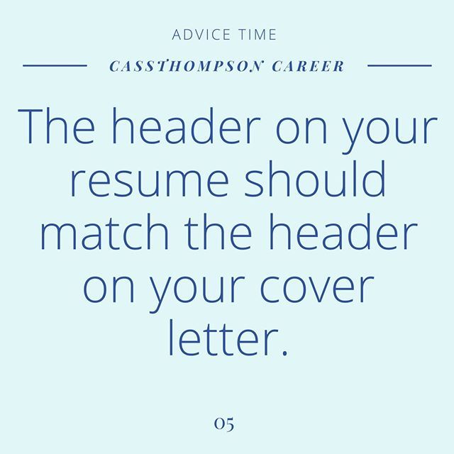 To help with your branding and make it easier on the recruiter and the hiring manager-make sure your header with your name email and phone number are the exact same on both your resume and your cover letter. #careergoals #Careertips #resumes #resumetips #careerready #careerhack #businessgoals #jobgoals #findajob #jobsearch #hiring #careersuccess #Jobhunting #pursueyourpassion #girlboss #influence #jobopportunities #hiringhelp #resume #jobhelp #careerhelp #careers #bizwomen #careercoach #careeradvisor #careerstrategist #ctcareertips #resumehelp #fixmyresume