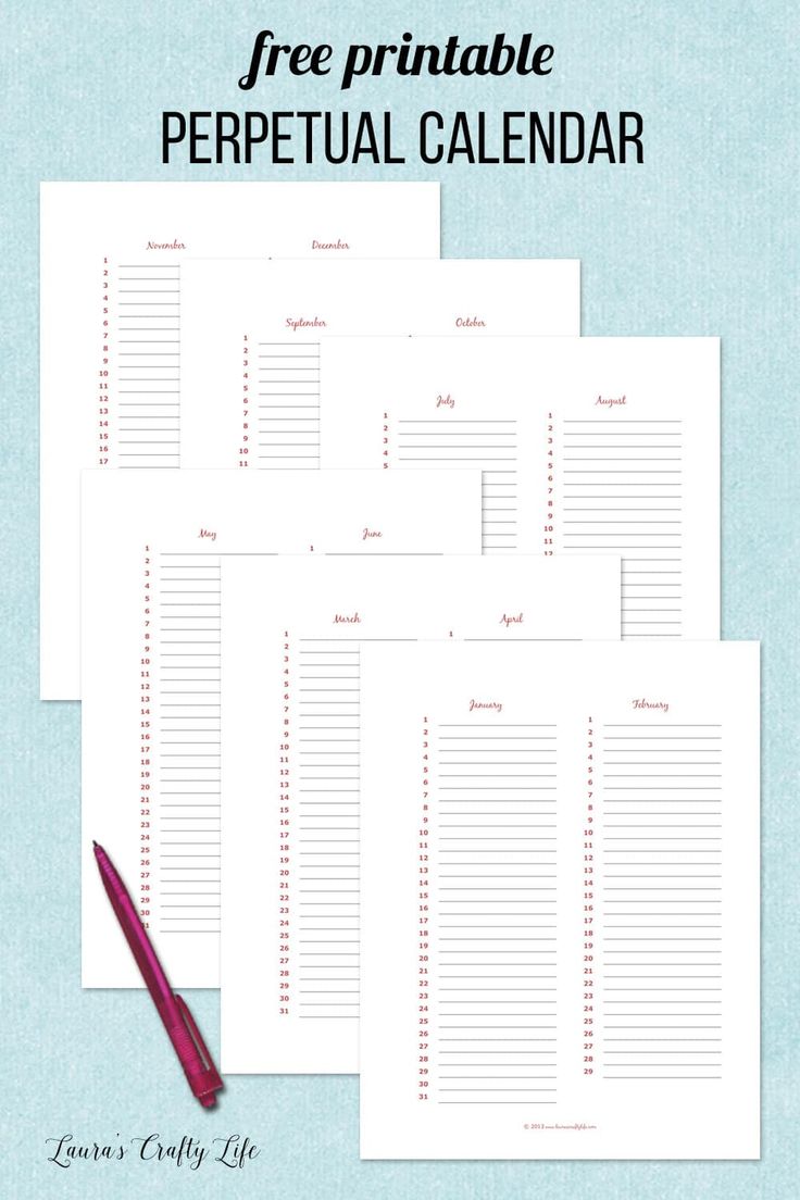 day 5 perpetual calendar calendar printables monthly
