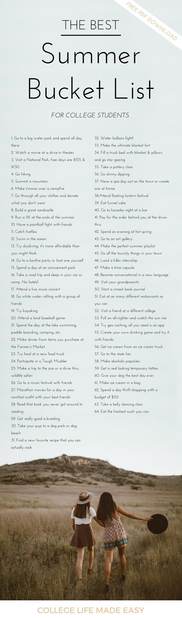 Summer Bucket List für College-Studenten: 81+ Würdige Ideen #bucket #college ...
