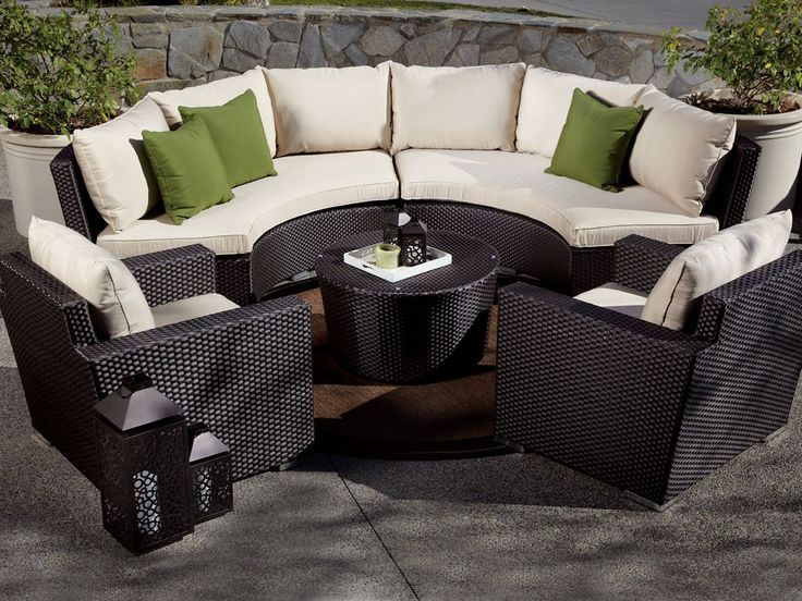 Sunset West Solana Wicker 5 Piece Curved Sectional Set Com Black Patio Furniture Outdoor Covers Sectional Patio Furniture, Round Sectional Patio Furniture Covers