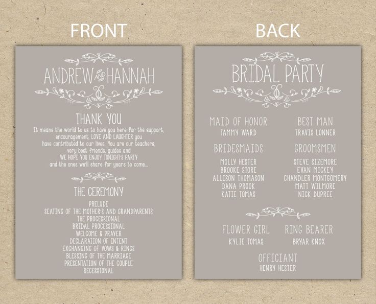 wedding ceremony program template word