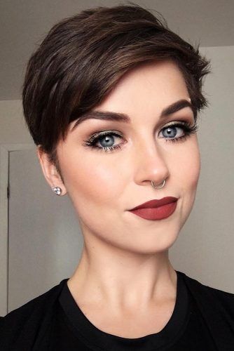 Short Pixie Cut, Short Pixie Haircuts, Pixie Hairstyles, Trendy Hairstyles, Pixie Cuts, Brown Hairstyles, Dark Pixie Cut, Asymmetrical Pixie, Long Pixie