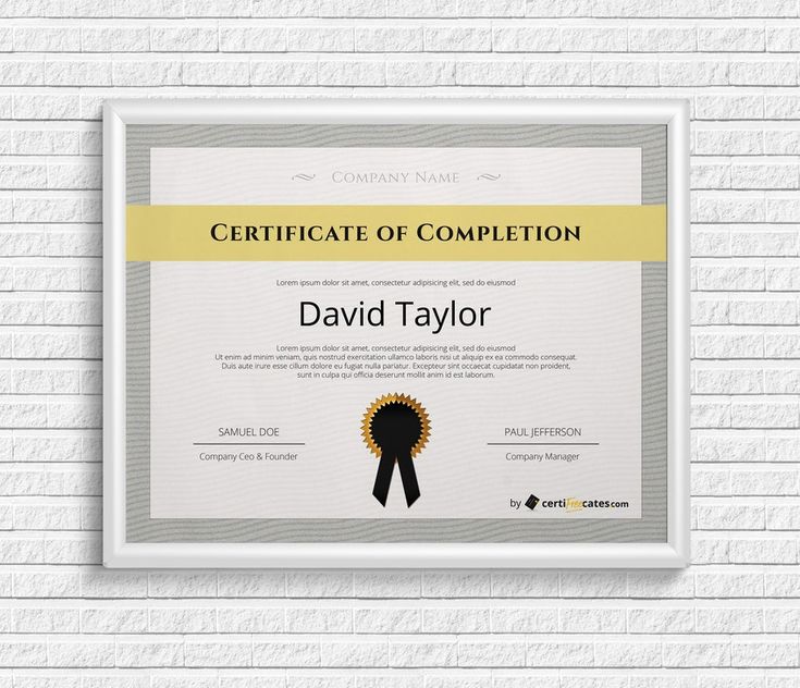 Free certificate of completion template. Download and edit easily with Microsoft Word. #certificate #template #wordpress