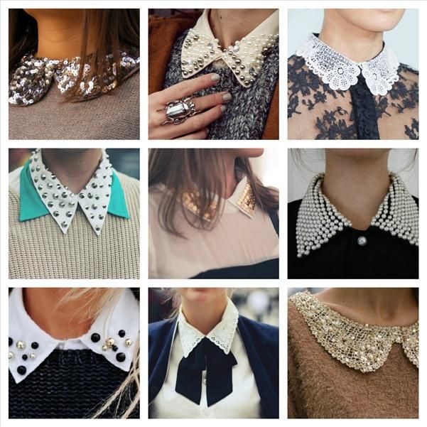 DIY collar necklace for straples top and embellished shirt with