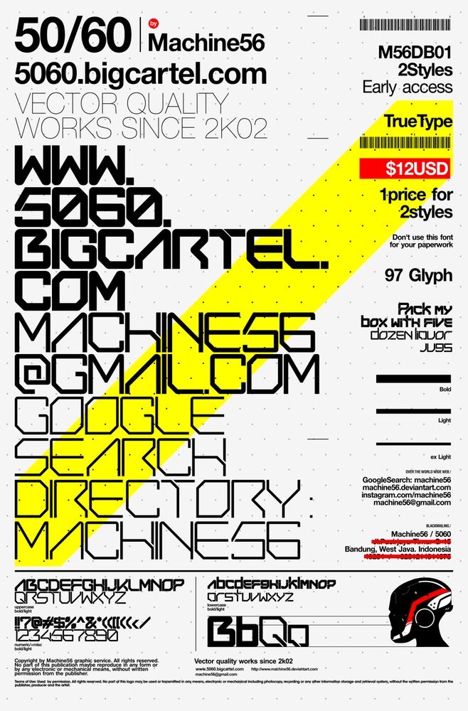 M56DB01 Font | Graphic design typography, Graphic design posters, 90s