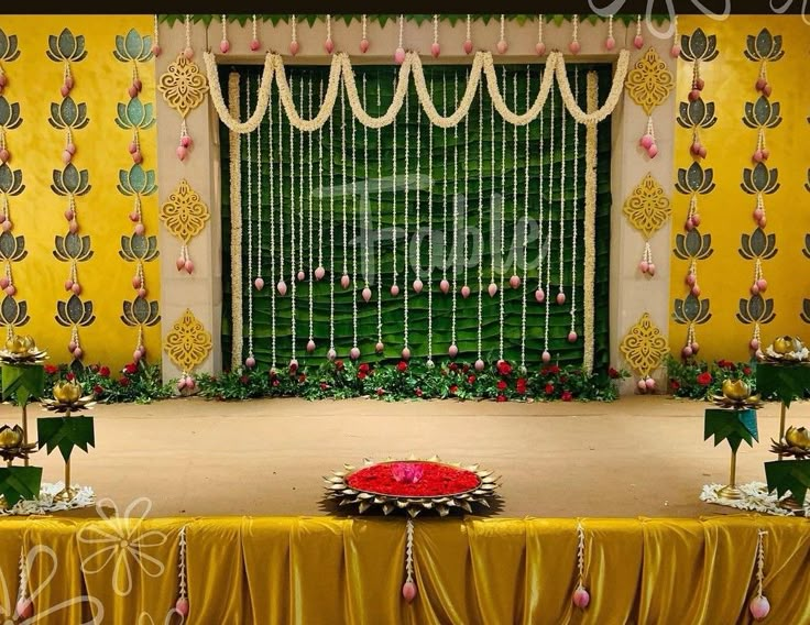 Decor by Fable Creative Studio. #bananaleafdecor #bananaleaves  #bananaleavesbac… | Leaf decor wedding, Indian baby shower decorations,  Wedding background decoration