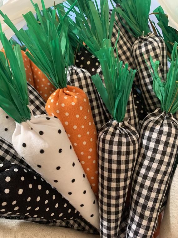 Farmhouse Style Fabric Carrots Easter Decor Spring Decor Plaid Easter Carrots