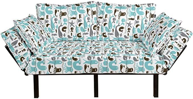 Loveseat Ambesonne Animal Futon Couch Little Fishes Watercolors Ocean Underwater Life Marine Theme Art Daybed with Metal Frame Upholstered Sofa for Living Dorm Pale Blue Mauve Blue Loveseat Ambesonne Animal Futon Couch Little Fishes Watercolors Ocean Underwater Life Marine Theme Art Daybed with Metal Frame Upholstered Sofa for Living Dorm Pale Blue Mauve Blue