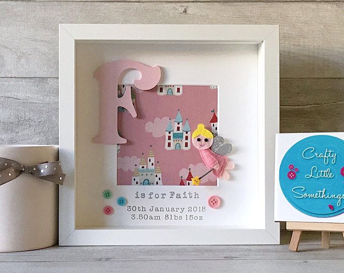 Personalised Box Frame Baby Gift Girls Gift For Room New Baby Christening Gift