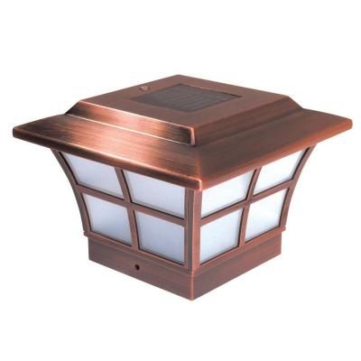Classy Caps Prestige 4 In X Outdoor Electroplated Copper Led Solar Post Cap 2 Pack Sl079c The Home Depot Lights Solar Post Caps Cap, Solar Post Lights Home Depot