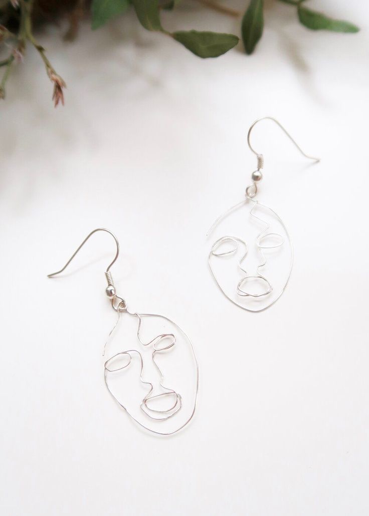 Gold Female Sculptural Wire Earrings Dangle Drop Face Line Drawing Earrings Gift For Her Gift For Wife Girlfriend Mom Art W Face Earrings Mom Art Tiny Earrings