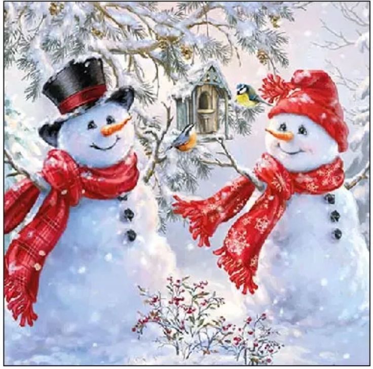 2 Serviettes en papier Homme de Neige Decoupage Paper Napkins Snowmans Friend 2 Serviettes en papier Homme de Neige Decoupage Paper Napkins Snowmans Friend