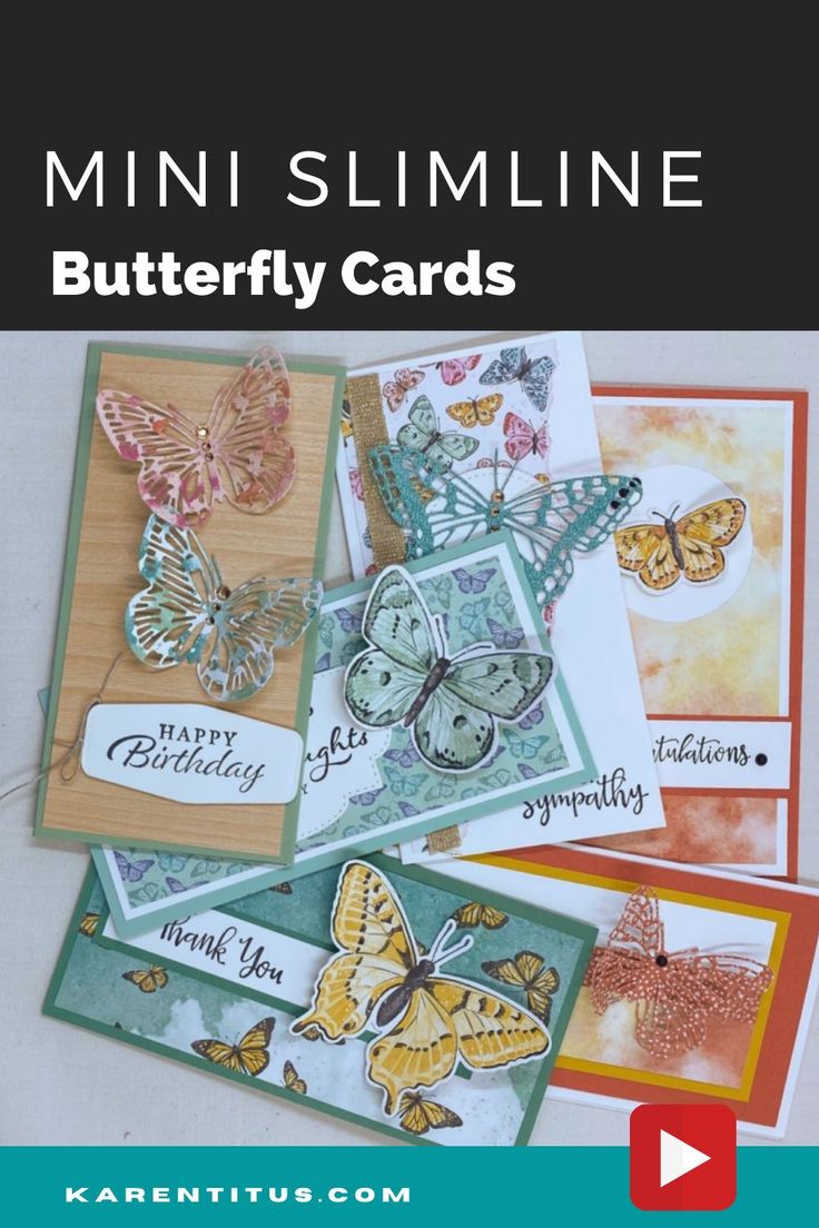 6 Easy Mini Slimline Card Layouts! in 2021 | Cards handmade, Butterfly