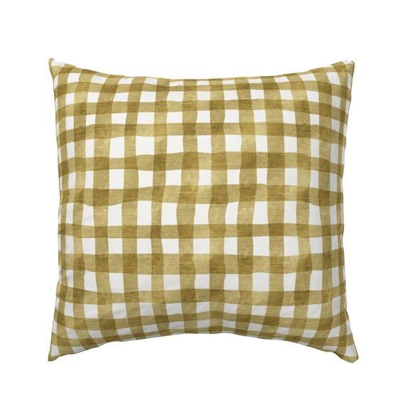 Gingham Pillow Sham Golden Plaid by Green Tartan Plaid Pillow Sham