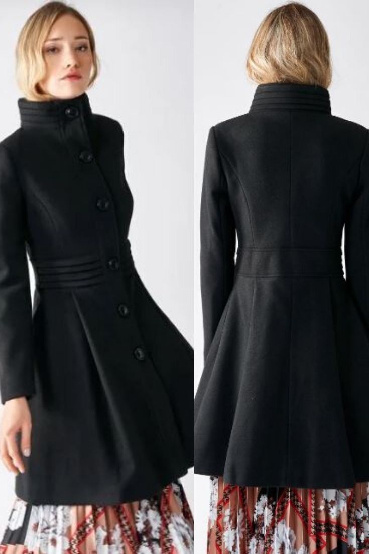 Jacket / Coat Black Rinascimento | Clothes, High neck coat, Clothes for ...