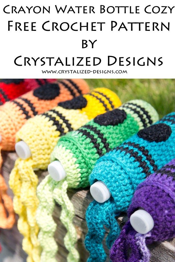 Download Crayon Water Bottle Cozy ~ A Free Crochet Pattern (With images) | Bottle cozies, Free crochet ...