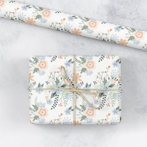 Pretty floral gift wrap professionally printed in my original hand drawn design ...