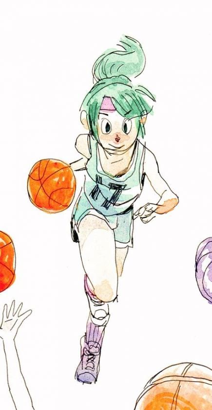 Anime girl playing basketball