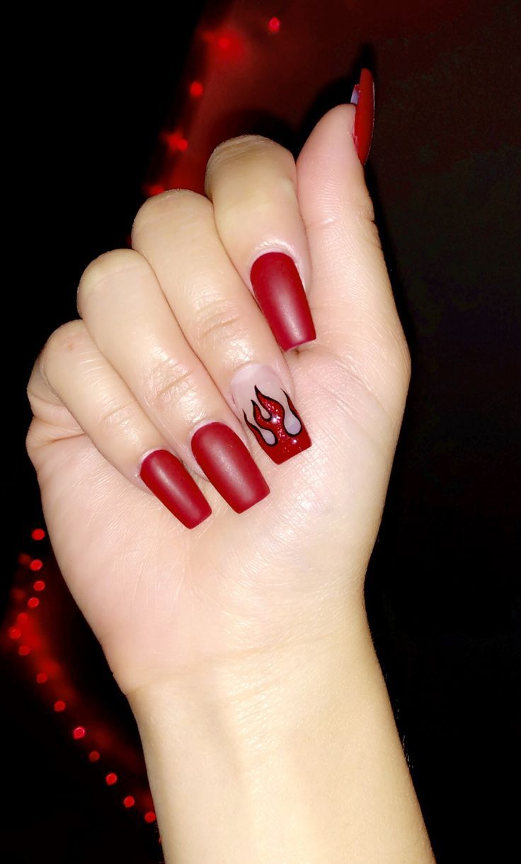White Flame Nails In 2020 Acrylic Nails Coffin Short Fire Nails Red Acrylic Nails