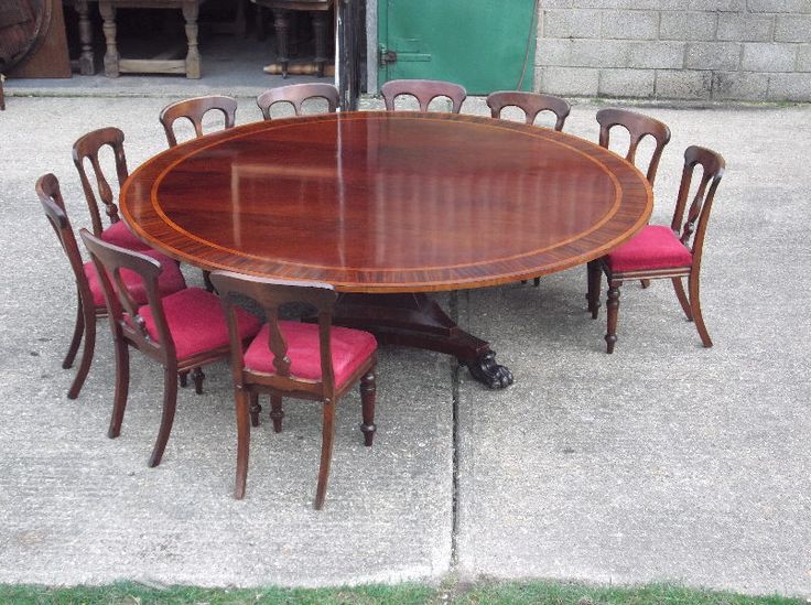 Huge Round Georgian Table 7ft Diameter Regency Revival Mahogany Dining To Seat 12 T Room Large Round Dining Room Table, 10 Foot Round Table