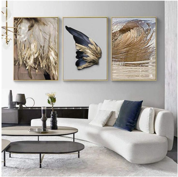 3 stücke Moderne Wohnzimmer Dekoration Gold Feder