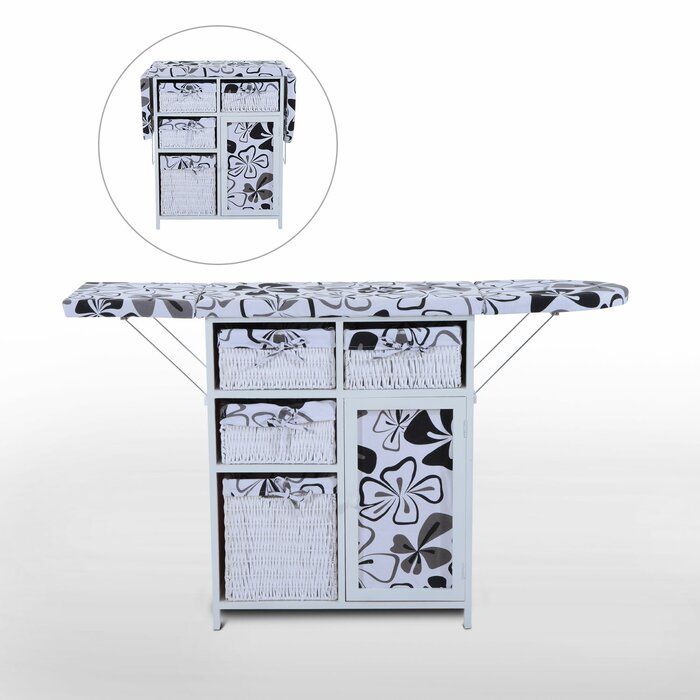 Collapsible Drop Leaf Freestanding Ironing Board Wood Shelving Units Small Laundry Room Organization Large Storage Baskets