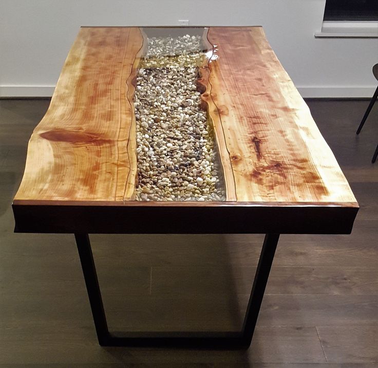 Custom Made Live Edge Redwood River Table Live edge dining table