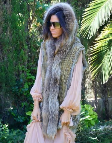Fur Vest with Hood in Gray | WE LOVE ACCESSORIES | Pinterest