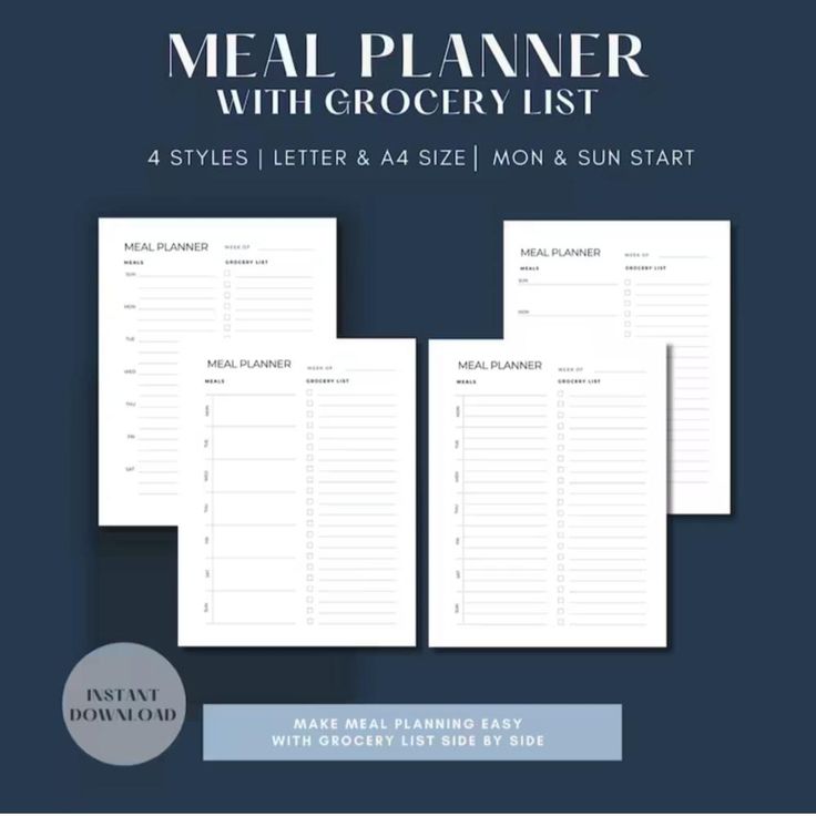 Weekly Printable Meal Planner Grocery List Family Meal Planner Meal Weekly Printable Meal Planner Grocery List Family Meal Planner Meal