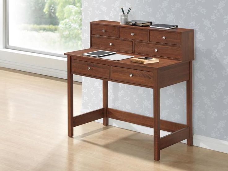 Pin On Home Pin On Home, Elegant Writing Desk With Drawers And Shelves