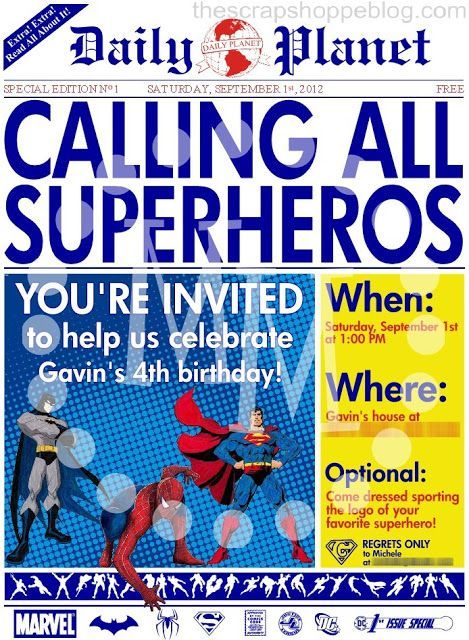 Superhero Newspaper Invitation Template Superhero Newspaper