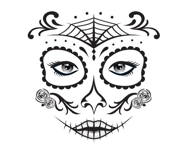 Day Of The Dead Face Paint Girl Colouring In Colour Day Of The Dead Face Paint Girl Colouring In Colour