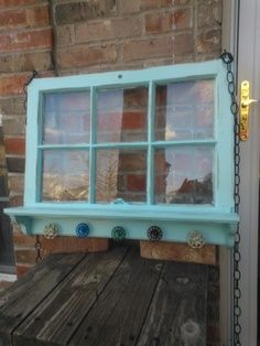 UPCYCLEd Window panes Distressed Six Pane Window Shelf