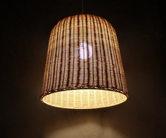 Drum Shape Natural Rattan Basket Pendant Lights Drum Shape Natural Rattan Basket
