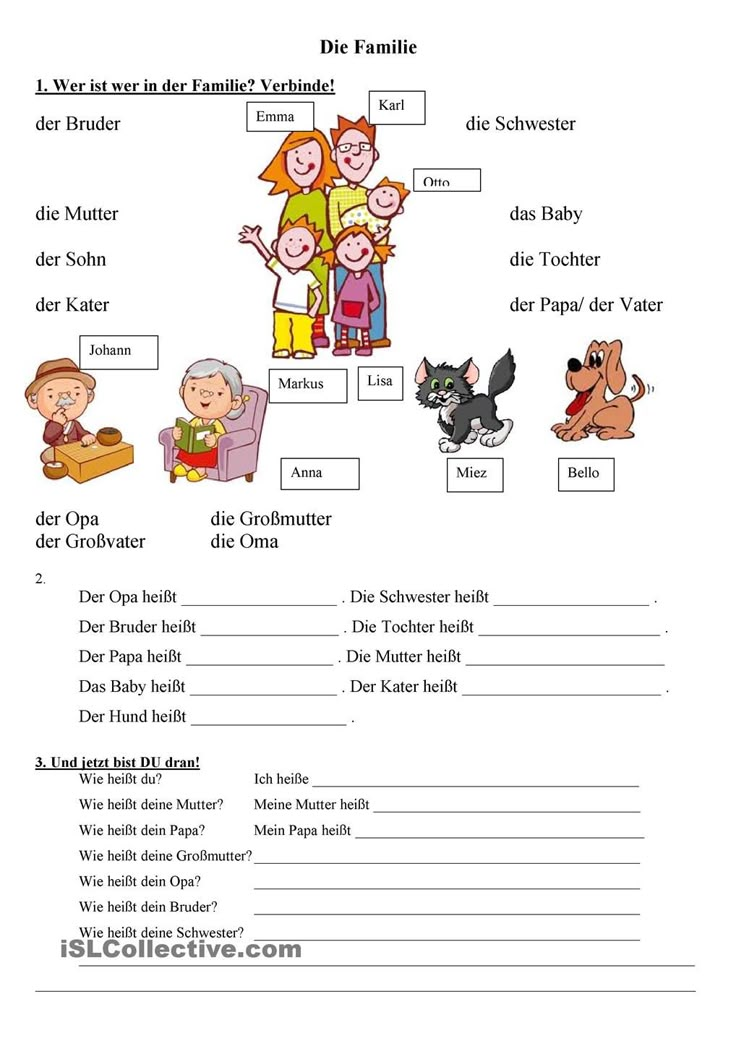 die Familie | Frei DAF worksheets | School | Pinterest ...