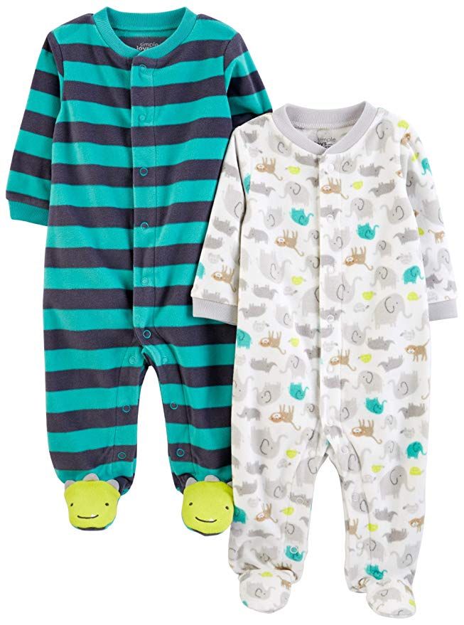 Pack of 2 Simple Joys by Carters Baby Boys 2-Pack Fleece Footed Sleep and Play